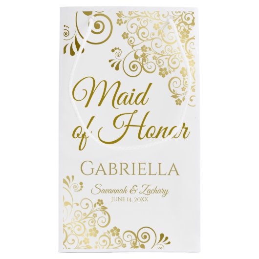 Maid of Honor Wedding Gift Bag Small Klein Cadeauzakje (Achterkant)