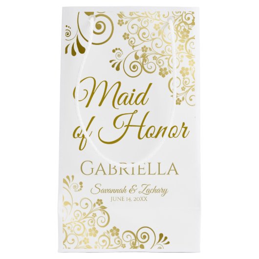 Maid of Honor Wedding Gift Bag Small Klein Cadeauzakje (Voorkant)