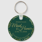 Maid of Honor Wedding Gift Emerald Green & Gold Sleutelhanger (Voorkant)
