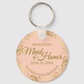 Maid of Honor Wedding Gift Gold Frills Coral Peach Sleutelhanger (Voorkant)