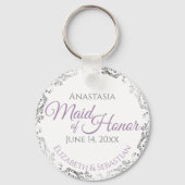 Maid of Honor Wedding Gift Lavender Paars & Grey Sleutelhanger (Voorkant)