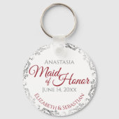 Maid of Honor Wedding Gift Red & Grey on White Sleutelhanger (Voorkant)
