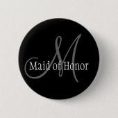 Maid of Honor Wedding Monogram Button (Voorkant)