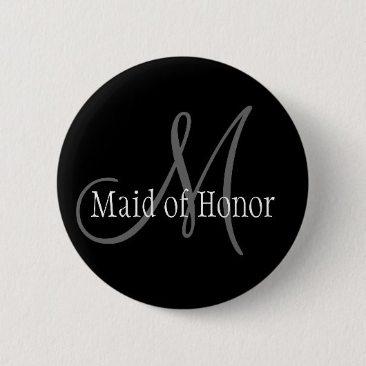 Maid of Honor Wedding Monogram Button (Voorkant)