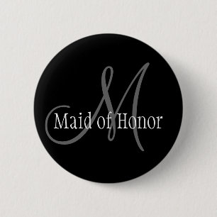 Maid of Honor Wedding Monogram Button