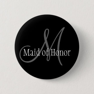 Maid of Honor Wedding Monogram Button