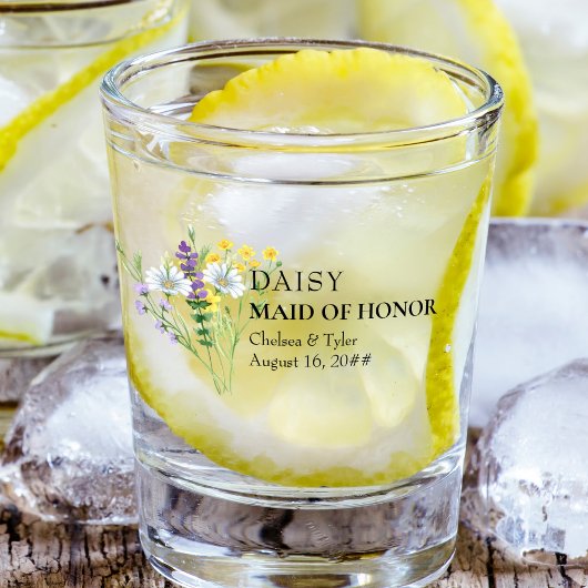 Maid of Honor Wildflower Meadow Wedding Custom Shot Glas
