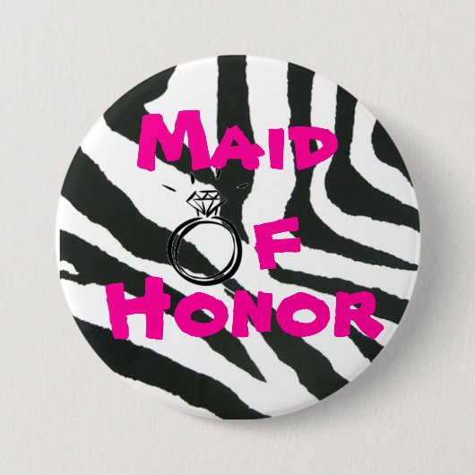 Maid of Honor Zebra Ronde Button 7,6 Cm (Voorkant)