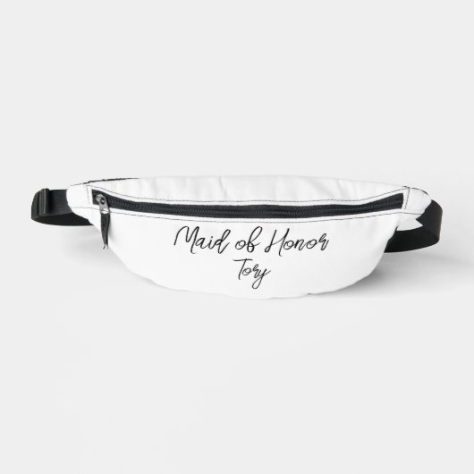 Maid of Honor Zwart Tekst op White Fanny Pack Heuptasje (Voorkant)