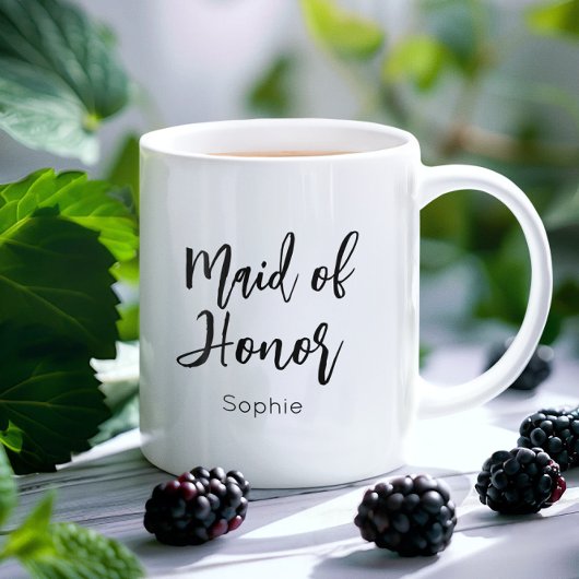 Maid of Honor Zwart Wit Bruiloft Mok