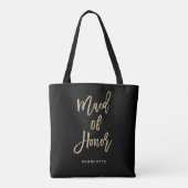 Maid of Honor | Zwarte en goudbridale partij Tote Bag (Achterkant)