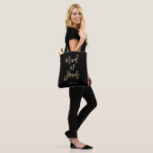 Maid of Honor | Zwarte en goudbridale partij Tote Bag (Op model)