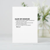 Maid of Honour Definition Card – Funny & Heartfelt Bedankkaart (Staand voorkant)