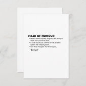 Maid of Honour Definition Card – Funny & Heartfelt Bedankkaart (Voorkant / Achterkant)