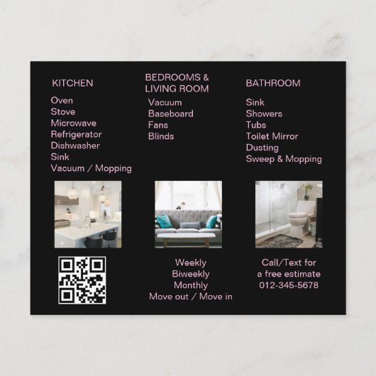 Maid Schoonmaak Huis QR Code Sparkling Business (Achterkant)