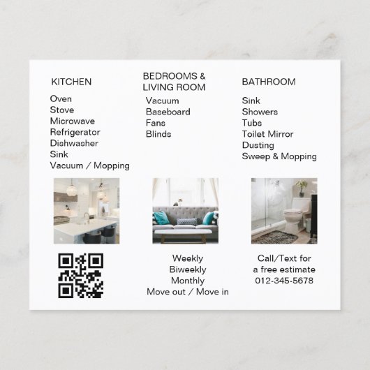 Maid Schoonmaak Huis QR Code Sparkling Business Flyer (Achterkant)