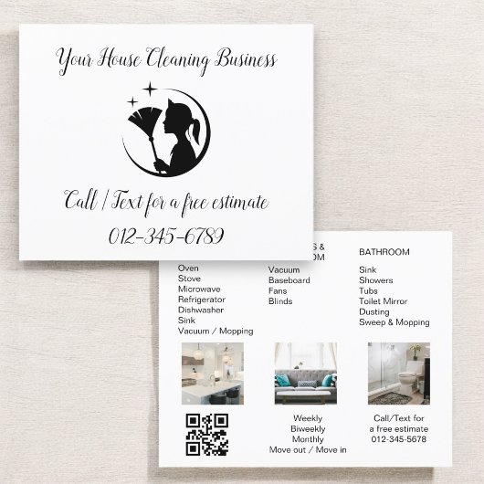 Maid Schoonmaak Huis QR Code Sparkling Business Flyer