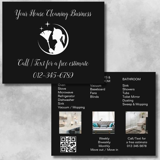 Maid Schoonmaak Huis QR Code Sparkling Business Flyer