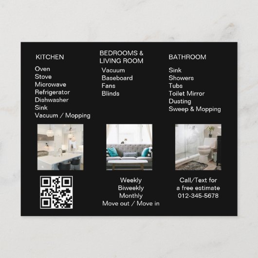 Maid Schoonmaak Huis QR Code Sparkling Business Flyer (Achterkant)