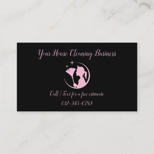 Maid Schoonmaak Huis QR Code Sparkling Business Visitekaartje (Voorkant)