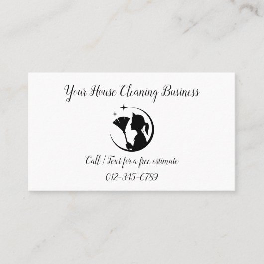 Maid Schoonmaak Huis QR Code Sparkling Business Visitekaartje (Voorkant)