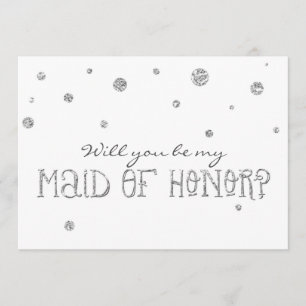 MAID VAN DE Kaart HONOR White & Silver Glitter Sti