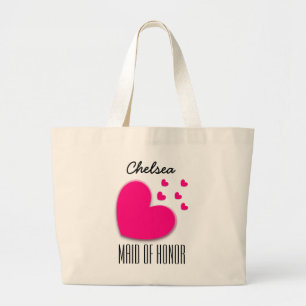 MAID VAN HONOR Custom Name Heart Explosion A03 Grote Tote Bag