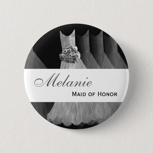 MAID VAN HONOR Wedding Button SILVER Gowns V2 (Voorkant)