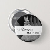 MAID VAN HONOR Wedding Button SILVER Gowns V2 (Voorkant /achterkant)
