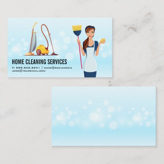 Maid with Broom and Soap Bubbles Visitekaartje (Voorkant / Achterkant)