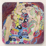 Maiden (Maagd), Gustav Klimt,  Art Nouveau Bier Onderzetter<br><div class="desc">De Maiden (ook bekend als The Virgin) (1913) van Gustav Klimt is een schilderij van het Victoriaans ERA Art Nouveau-symboliek. Verschillende vrouwen die in een bed met kleurrijke mozaïekpatroondekens paaien, stretchen en slapen. Over de kunstenaar: Gustav Klimt (1862-1918) was een Oostenrijkse symbolistische schilder en een van de meest prominente leden...</div>