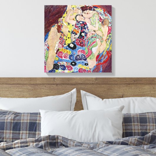 Maiden (Maagd), Gustav Klimt,  Art Nouveau Canvas Afdruk (Insitu (Slaapkamer))