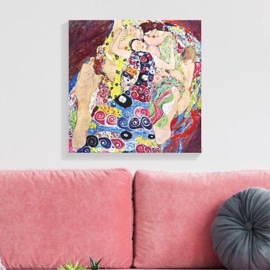 Maiden (Maagd), Gustav Klimt, Art Nouveau Canvas Afdruk (Insitu (Woonkamer))