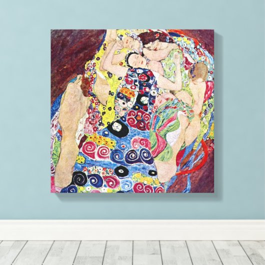 Maiden (Maagd), Gustav Klimt,  Art Nouveau Canvas Afdruk (Insitu (Houten vloer))