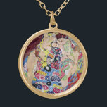 Maiden (Maagd), Gustav Klimt,  Art Nouveau Goud Vergulden Ketting<br><div class="desc">De Maiden (ook bekend als The Virgin) (1913) van Gustav Klimt is een schilderij van het Victoriaans ERA Art Nouveau-symboliek. Verschillende vrouwen die in een bed met kleurrijke mozaïekpatroondekens paaien, stretchen en slapen. Over de kunstenaar: Gustav Klimt (1862-1918) was een Oostenrijkse symbolistische schilder en een van de meest prominente leden...</div>