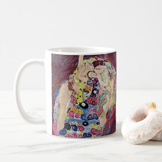 Maiden (Maagd), Gustav Klimt,  Art Nouveau Koffiemok (Met donut)