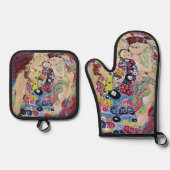 Maiden (Maagd), Gustav Klimt,  Art Nouveau Ovenwant & Pannenlap Set (Voorkant)