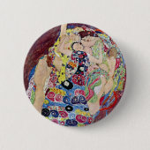 Maiden (Maagd), Gustav Klimt,  Art Nouveau Ronde Button 5,7 Cm (Voorkant)
