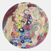 Maiden (Maagd), Gustav Klimt,  Art Nouveau Ronde Sticker (Voorkant)