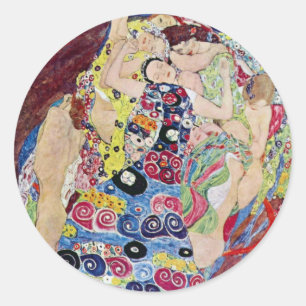 Maiden (Maagd), Gustav Klimt,  Art Nouveau Ronde Sticker
