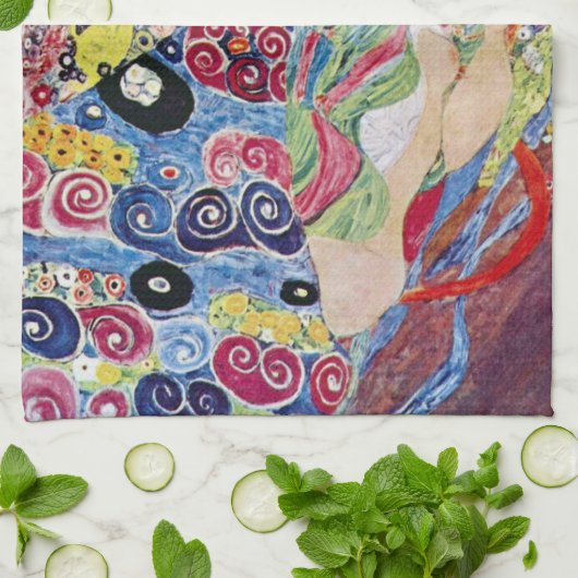 Maiden (Maagd), Gustav Klimt,  Art Nouveau Theedoek (Gevouwen)