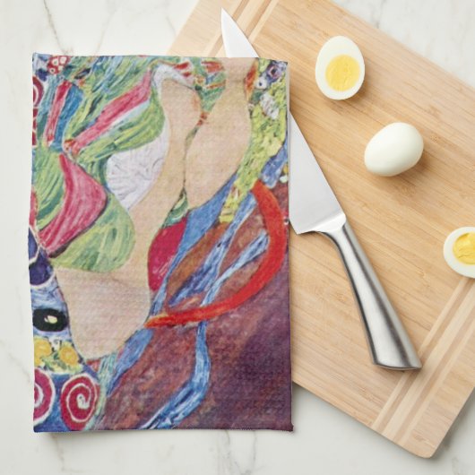 Maiden (Maagd), Gustav Klimt,  Art Nouveau Theedoek (Quarter Fold)