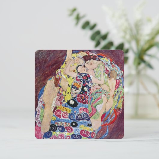 Maiden (maagd), Klimt, Art Nouveau Vrijgezellenfee Kaart (Staand voorkant)