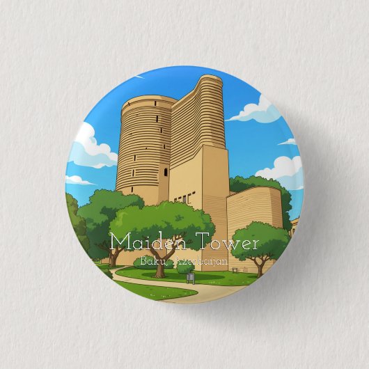 Maiden Tower, Azerbeidzjan van Bakoe Ronde Button 3,2 Cm (Voorkant)