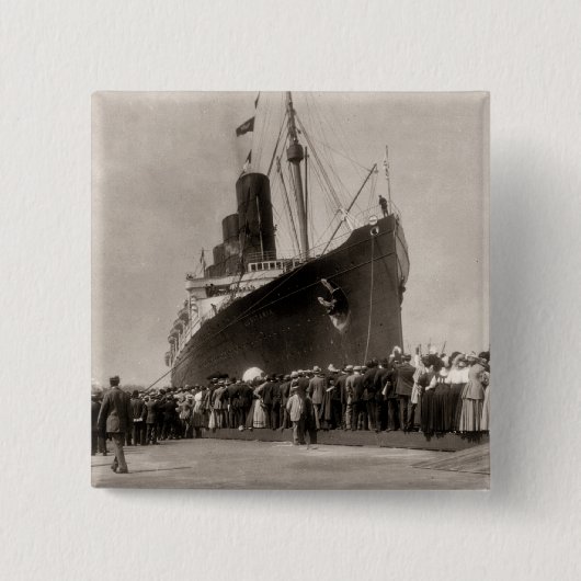 Maiden Voyage of RMS Lusitania, 13 september 1907 Vierkante Button 5,1 Cm (Voorkant)