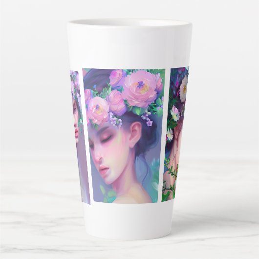  Maidens Bloemen in Hair Etherische Kunst Latte Mok (Voorkant)