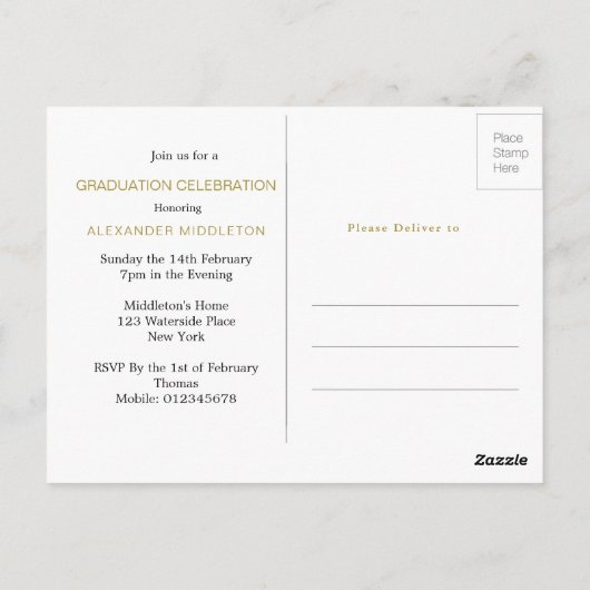 MaIe Afstuderen Afstuderen Uitnodiging Eenvoudige  (Achterkant)