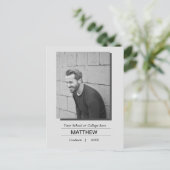 MaIe Graduation Party Invitation Black White Briefkaart (Staand voorkant)