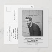 MaIe Graduation Party Invitation Black White Briefkaart (Voorkant / Achterkant)