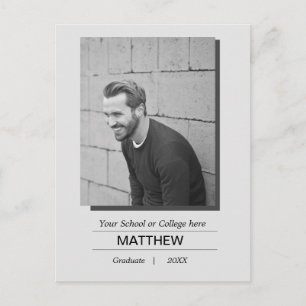 MaIe Graduation Party Invitation Black White Briefkaart